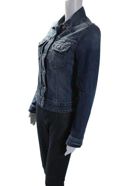 Vince Womens Button Front Long Sleeve Collared Jean Jacket Blue Size Extra Small