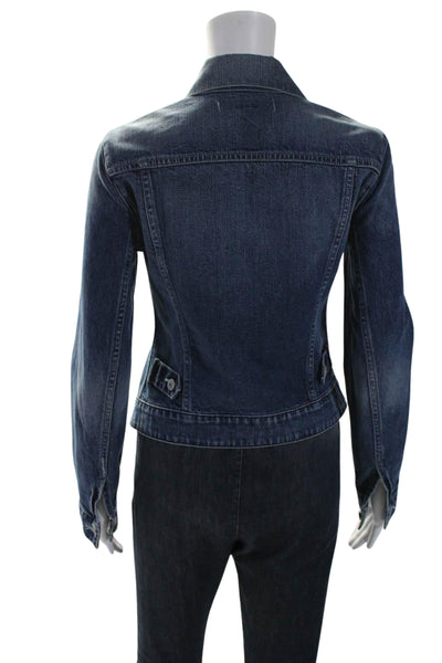 Vince Womens Button Front Long Sleeve Collared Jean Jacket Blue Size Extra Small