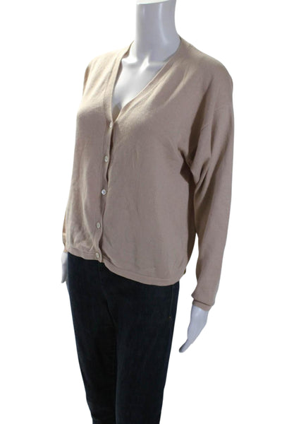 Cashmere Fashion Womens Button Front V Neck Cardigan Sweater Brown Silk Large