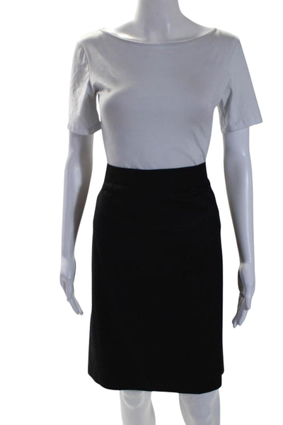 Louis Feraud Womens Back Zip Knee Length Pencil Skirt Gray Wool Size 14