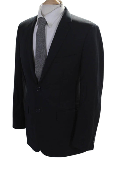 Alesso Mens Classic Lapel Two Button Blazer Jacket Black Wool Size 38 Regular