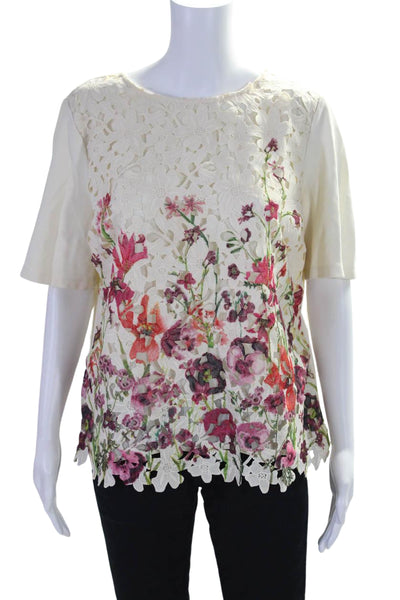 Sunday In Brooklyn Womens Back Zip Scoop Neck Floral Lace Top White Size XL