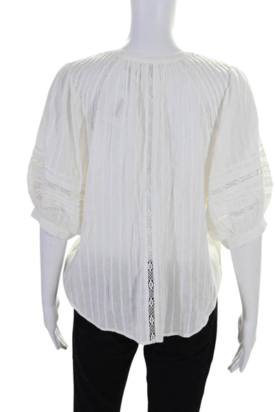 Z Supply Womens Cotton Blend Short Sleeve Button Up Blouse Top White Size S