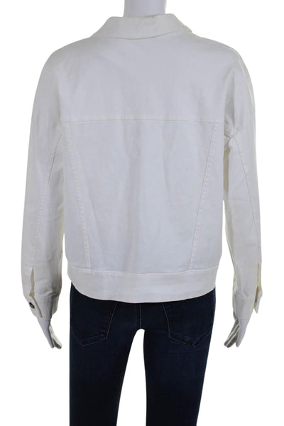 Margot Womens Cotton Long Sleeve Button Down Twill Jacket White Size M