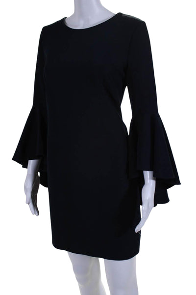 Milly Womens Long Bell Sleeve Knee Length Lined Sheath Dress Navy Size 6