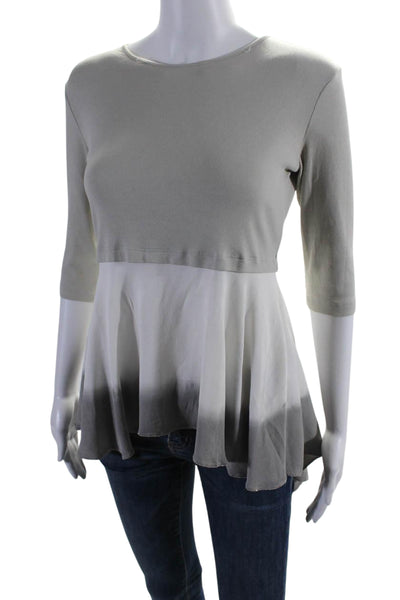 Fabiana Filippi Womens Cotton Ombre Short Sleeve Blouse Top Gray Size XXS