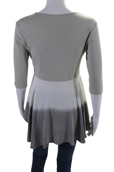 Fabiana Filippi Womens Cotton Ombre Short Sleeve Blouse Top Gray Size XXS