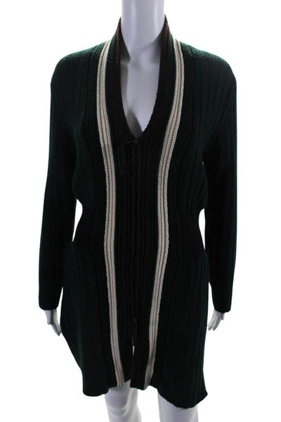 Marni Womens Wool Blend Striped V-Neck Long Sleeve Sweater Dress Green Size 38