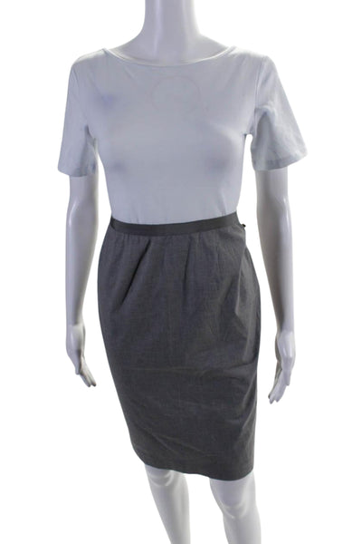 Fabiana Filippi Womens Cotton Zip Up Knee length Pencil Skirt Gray Size XS