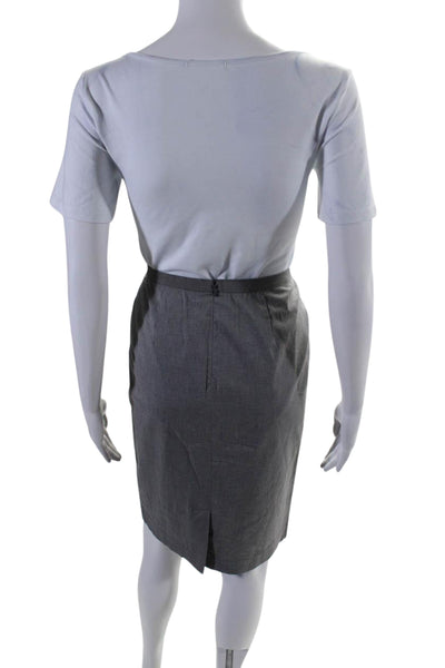 Fabiana Filippi Womens Cotton Zip Up Knee length Pencil Skirt Gray Size XS