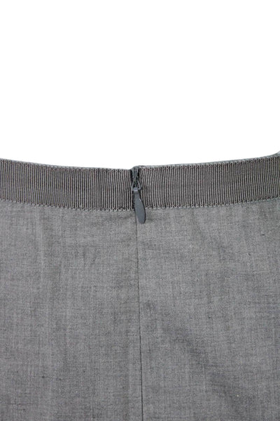 Fabiana Filippi Womens Cotton Zip Up Knee length Pencil Skirt Gray Size XS