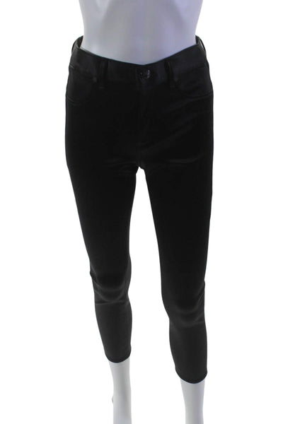 Rag & Bone Womens Satin High Rise Skinny Leg Pants Shiny Jet Black Size 25