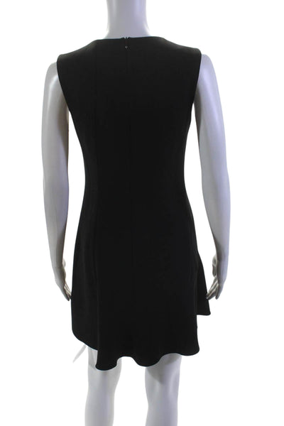 Theory Womens Crepe Sleeveless Asymmetrical Draped A Line Dress Black Size 2