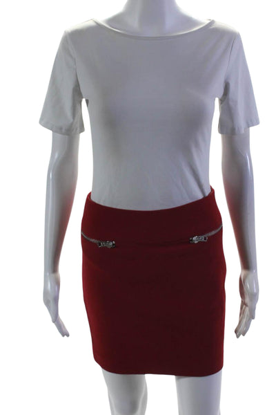 Artelier Nicole Miller Womens Front Zipper Pockets Mini Skirt Red Size 0