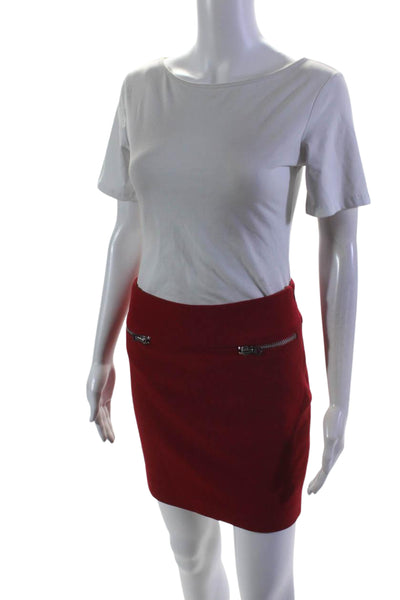 Artelier Nicole Miller Womens Front Zipper Pockets Mini Skirt Red Size 0