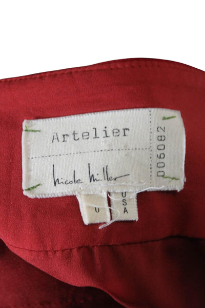 Artelier Nicole Miller Womens Front Zipper Pockets Mini Skirt Red Size 0