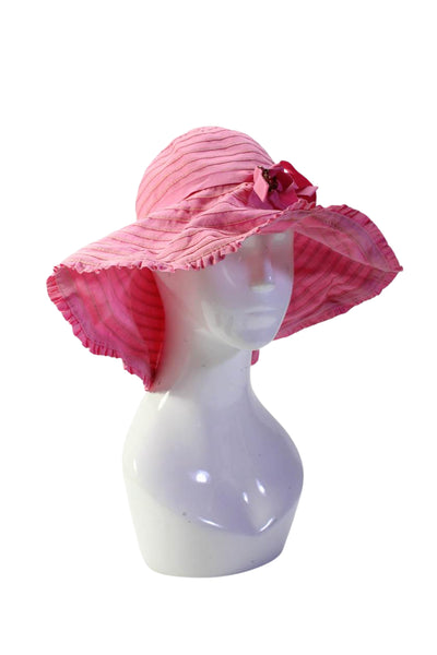 Juicy Couture Womens Metallic Ruffle Trim Charm Sunhat Pink OS