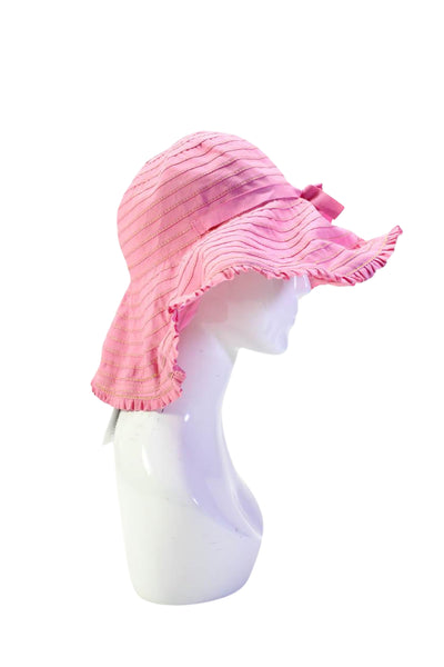 Juicy Couture Womens Metallic Ruffle Trim Charm Sunhat Pink OS