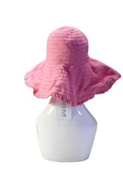 Juicy Couture Womens Metallic Ruffle Trim Charm Sunhat Pink OS