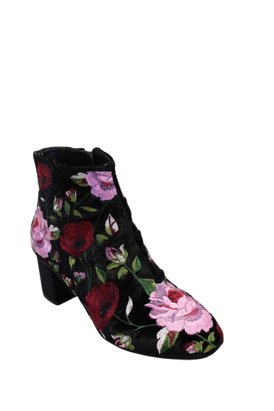 Kate Spade Women's Round Toe Block Heels Suede Floral Ankle Boots Size 6.5