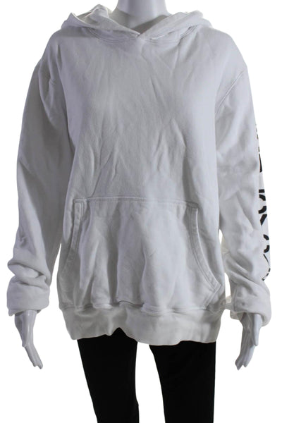 Soul Cycle Women's Hood Long Sleeves Pockets Sweatshirt White Size XL