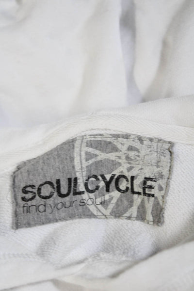 Soul Cycle Women's Hood Long Sleeves Pockets Sweatshirt White Size XL