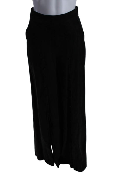 Asilio Womens Georgette Button Down Flared Wide Leg Trousers Pants Black Size XS