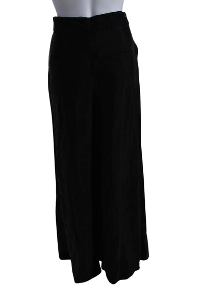 Asilio Womens Georgette Button Down Flared Wide Leg Trousers Pants Black Size XS