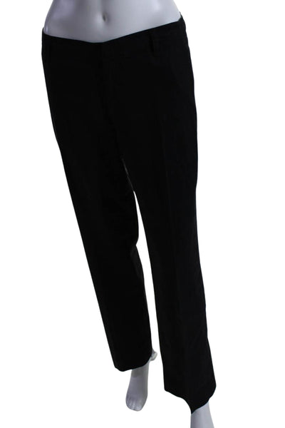 Theory Women's Hook Closure Flat Front Straight Leg Dress Trousers Black Size 6