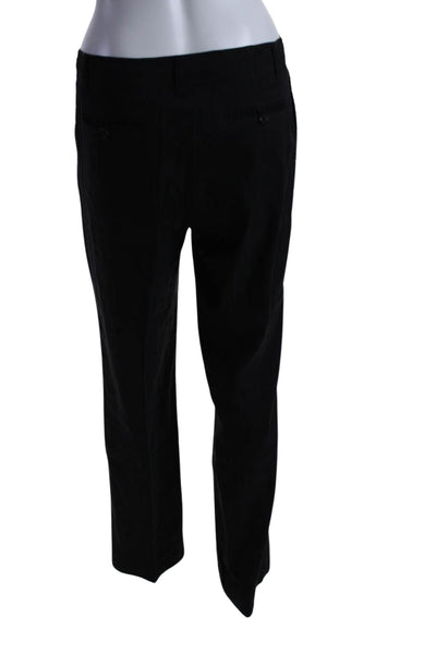 Theory Women's Hook Closure Flat Front Straight Leg Dress Trousers Black Size 6