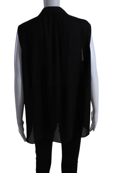 T Tahari Womens V-Neck Sleeveless Pullover Tank Blouse Top Black Size XS