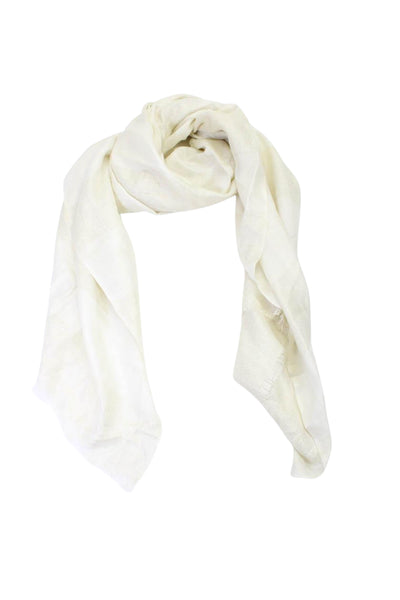 Michael Kors Womens Wide Light Weight Long Casual Scarf White Gold Metallic