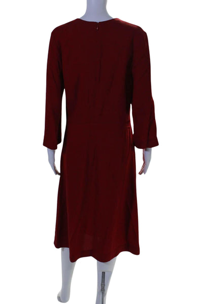 Mansur Gavriel Womens Round Neck Long Sleeve Zip Up Midi Dress Red Size 38