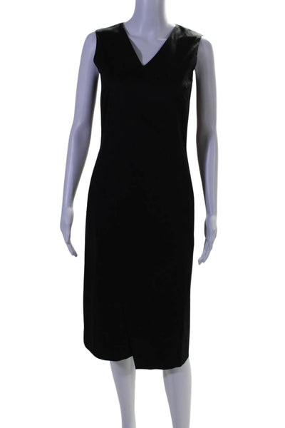 Jil Sander Womens Cotton V-Neck Sleeveless Zip Up Maxi Dress Black Size 34