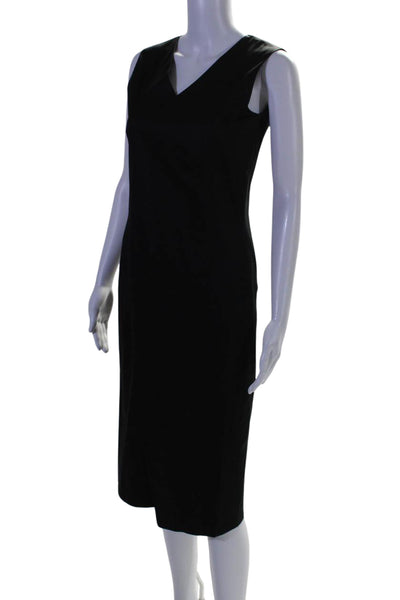 Jil Sander Womens Cotton V-Neck Sleeveless Zip Up Maxi Dress Black Size 34