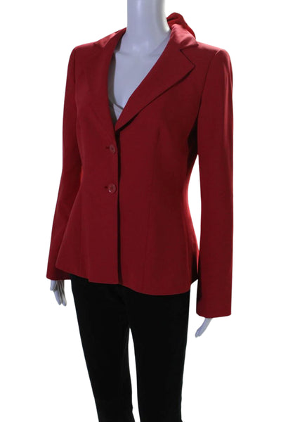 Giorgio Armani Womens Wool Notch Collar Button Up Blazer Jacket Red Size 38