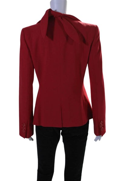 Giorgio Armani Womens Wool Notch Collar Button Up Blazer Jacket Red Size 38