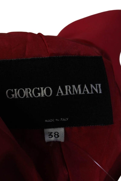 Giorgio Armani Womens Wool Notch Collar Button Up Blazer Jacket Red Size 38