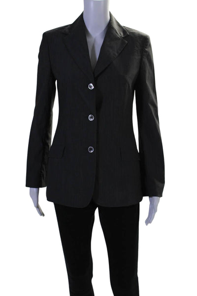 Piazza Sempione Womens Notch Collar Three Button Blazer Jacket Gray Size S