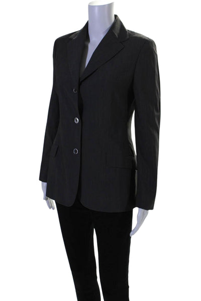 Piazza Sempione Womens Notch Collar Three Button Blazer Jacket Gray Size S