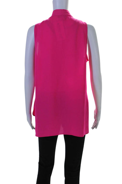 Vince Camuto Womens Crepe V-Neck Panel Front Sleeveless Blouse Hot Pink Size M