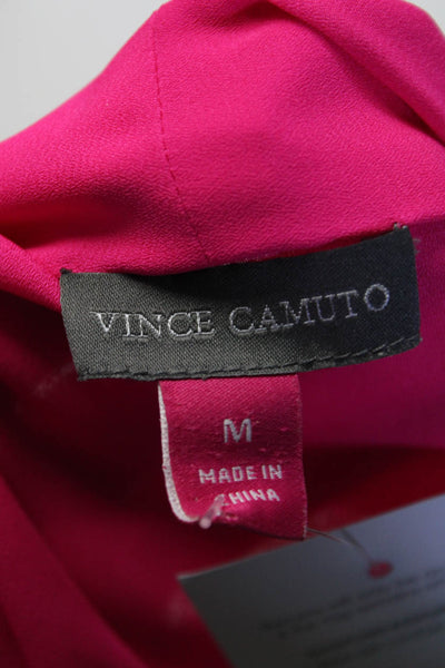 Vince Camuto Womens Crepe V-Neck Panel Front Sleeveless Blouse Hot Pink Size M