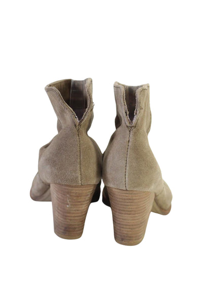 Splendid Women's Round Toe Suede Heels Pull-On Ankle Boots Beige Size 8