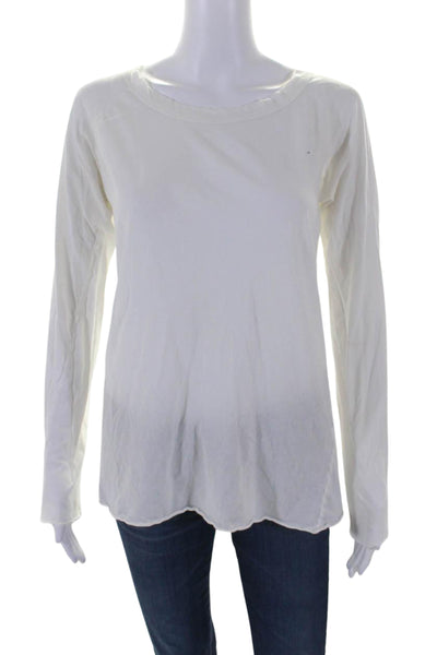 Nili Lotan Women's Round Neck Long Sleeves Basic T-Shirt White Size XS