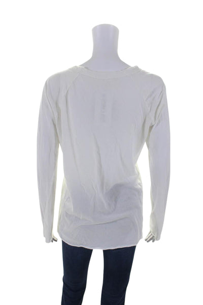 Nili Lotan Women's Round Neck Long Sleeves Basic T-Shirt White Size XS