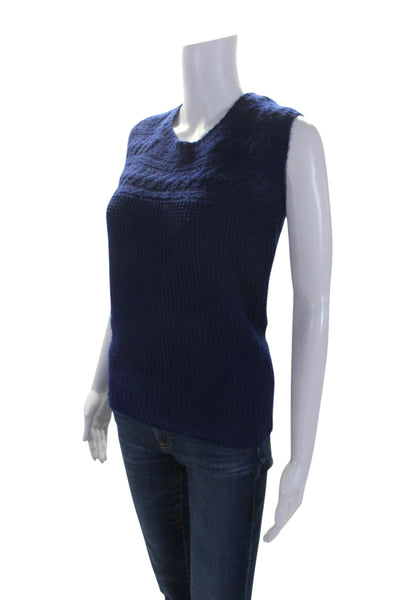 APC Women's Round Neck Sleeveless Sweater Vest Navy Blue Size XS