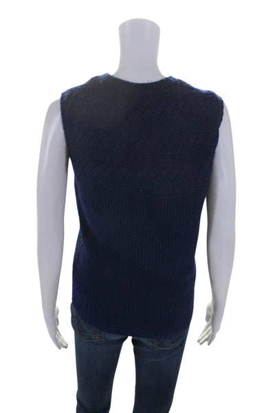 APC Women's Round Neck Sleeveless Sweater Vest Navy Blue Size XS