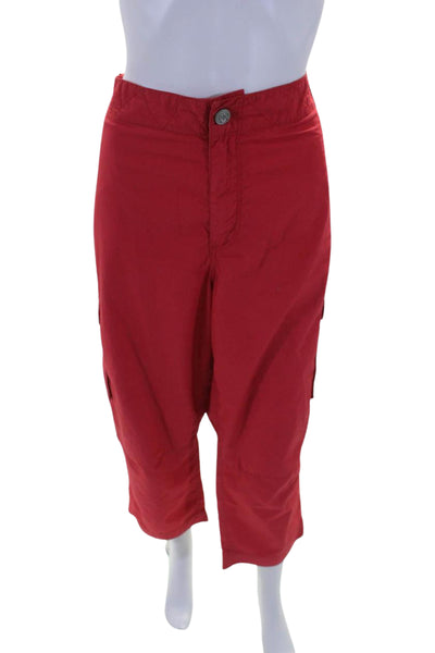 Lauren Jeans Company Womens Cotton High Rise Cargo Pants Trousers Red Size 18