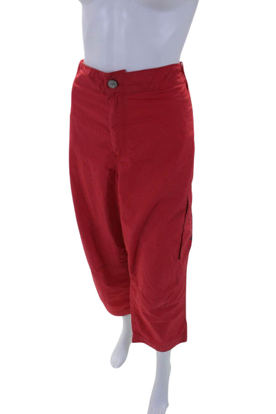 Lauren Jeans Company Womens Cotton High Rise Cargo Pants Trousers Red Size 18