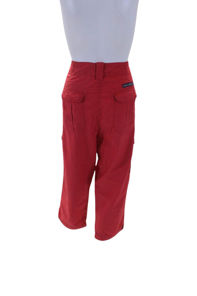 Lauren Jeans Company Womens Cotton High Rise Cargo Pants Trousers Red Size 18